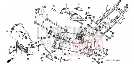 CARROSSERIE DE CHASSIS/REFROIDISSEUR D'HUILE (V/W) CBR1100XXW de 1998